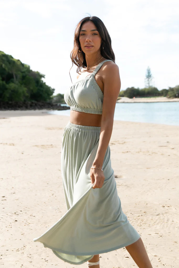 Kennedy One Shoulder Two Piece Set - Sage | Petal & Pup (US)