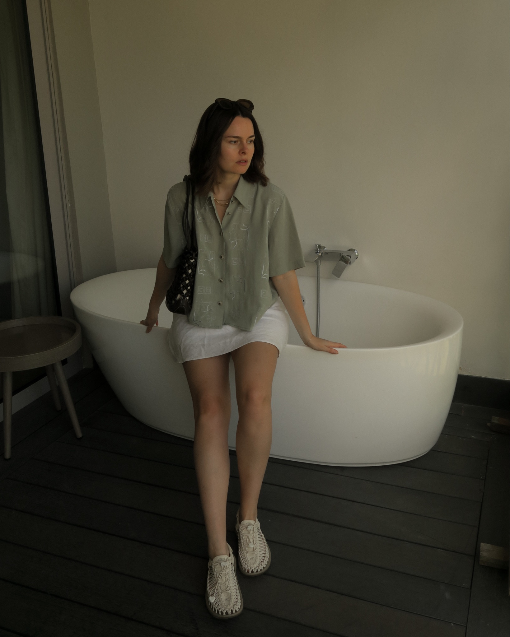 Vacation outfit! My top is thrifted, bag is Polene Sole in Ebony, skirt is reformation linen and shoes are Keen footwear, the perfect urban sandal ✨🌞

#LTKtravel #LTKuk