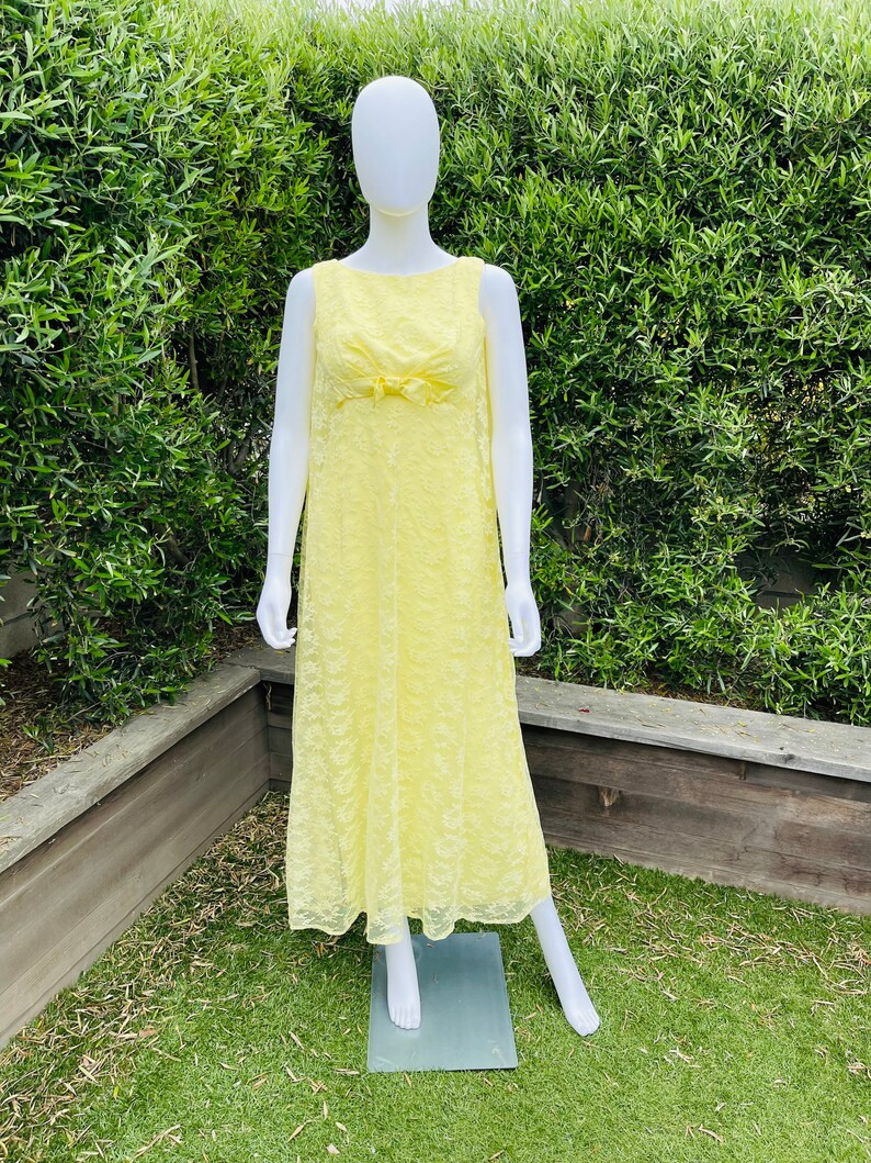 Vintage Formal Yellow Lace Dress - Etsy | Etsy (US)