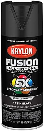 Krylon K02732007 Fusion All-In-One Spray Paint for Indoor/Outdoor Use, Satin Black 12 Ounce (Pack... | Amazon (US)