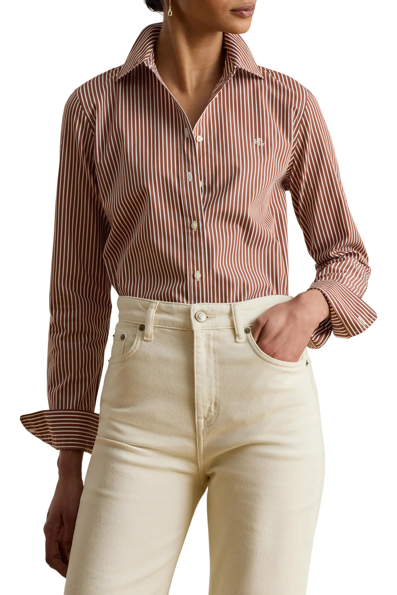 Classic Fit Stripe Cotton Broadcloth Button-Up Shirt (Women) | Nordstrom | Nordstrom