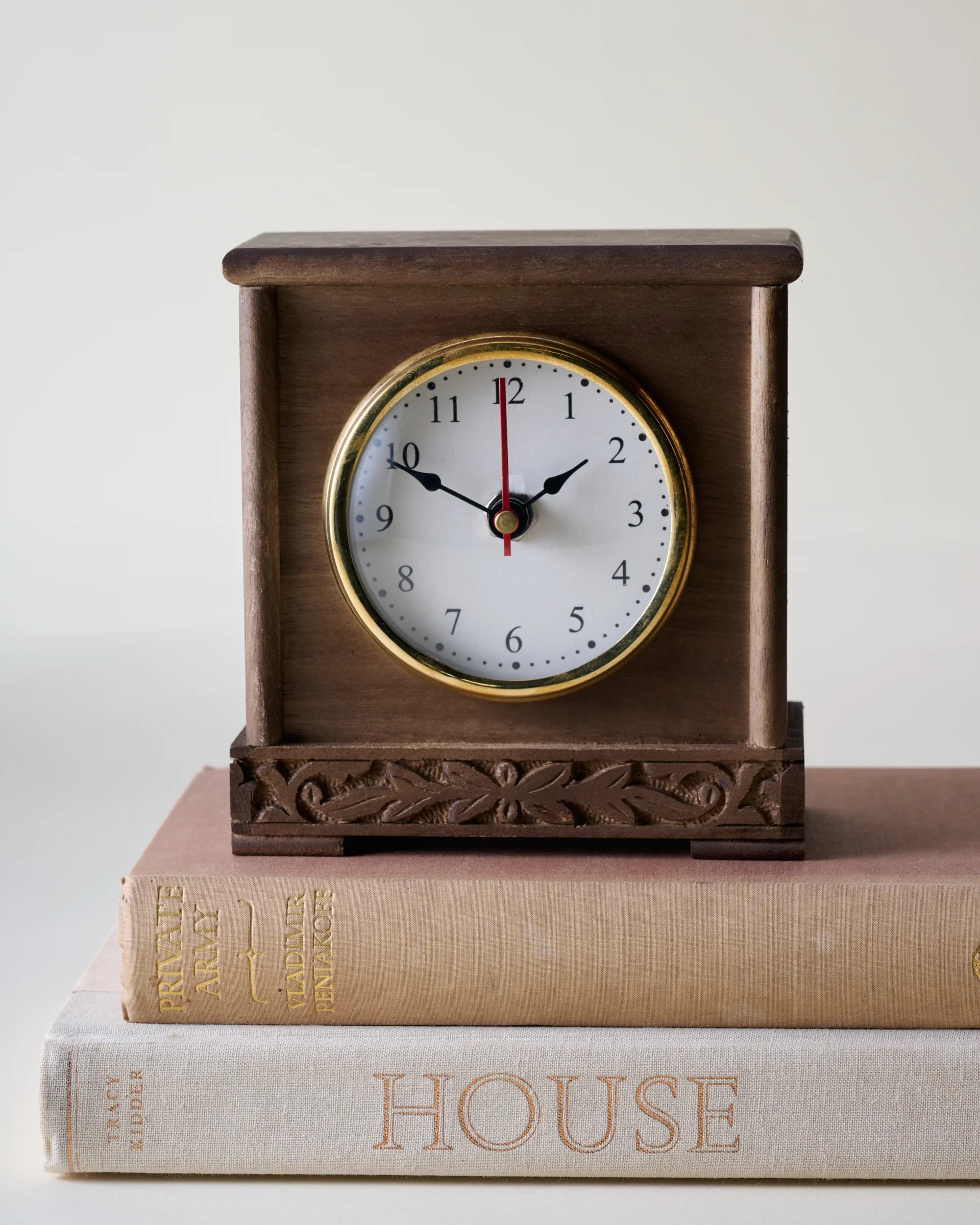 Antiqued Carved Wood Mantel Clock | Magnolia