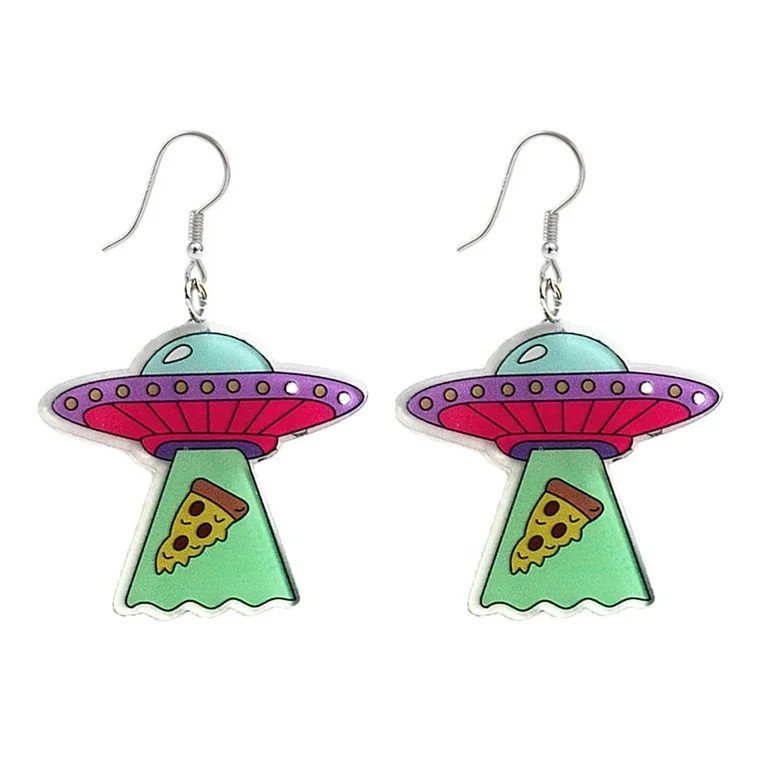 Cute UFO Space Dangle Drop Earrings for Women Acrylic Hook Hoop Dangling Earring | Walmart (US)