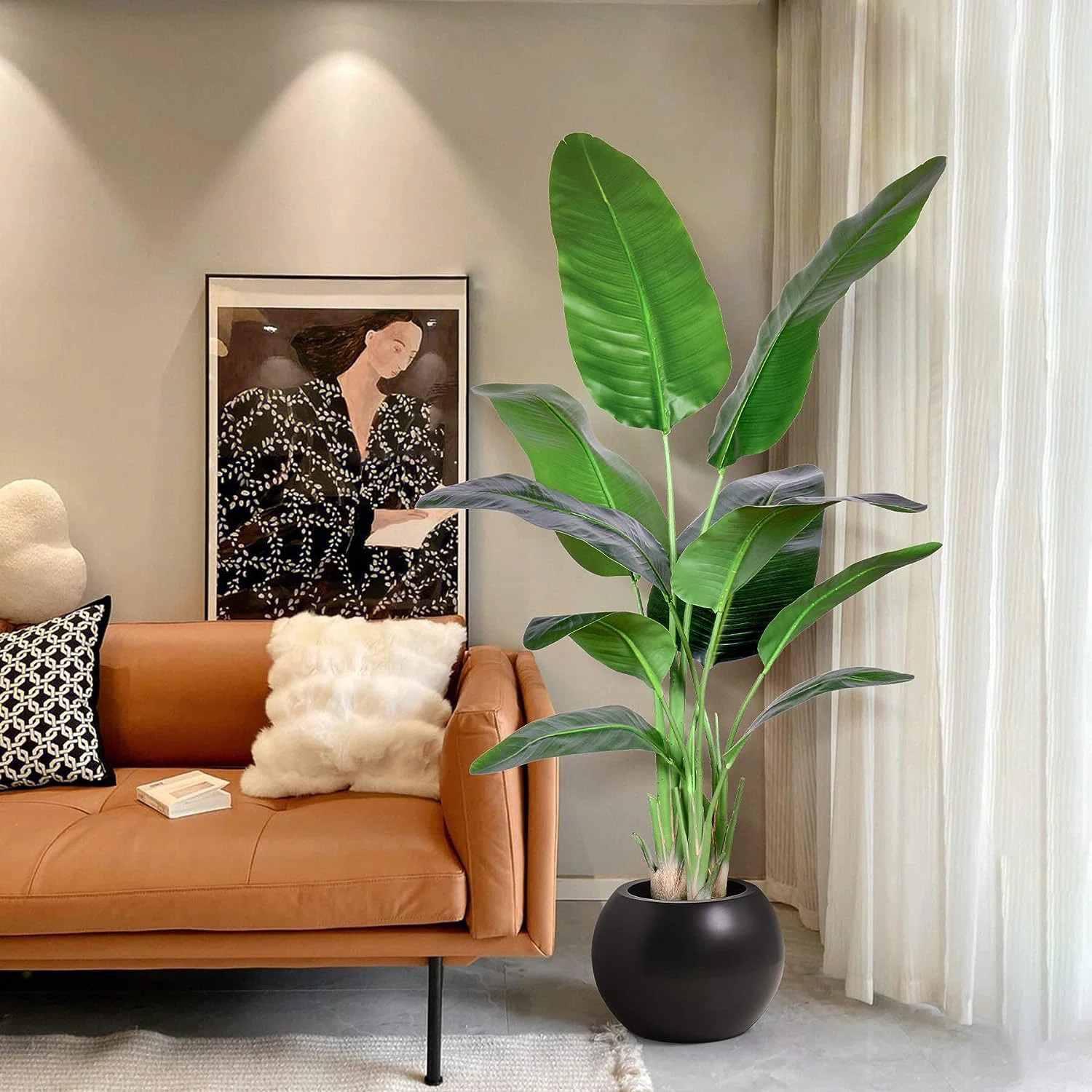 Josepha Faux Palm Tree Potted Plant with Real Touch Leaves,Fake Trees for Home Living Room | Wayfair North America
