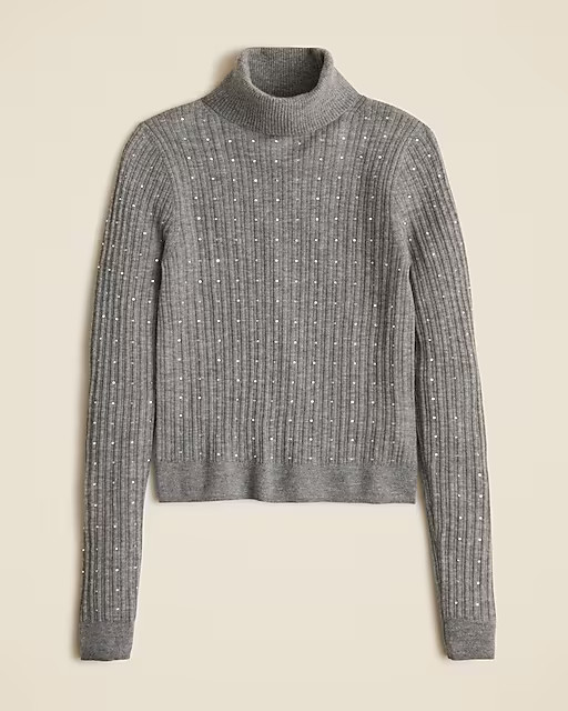 Featherweight cashmere turtleneck sweater with rhinestones | J. Crew US
