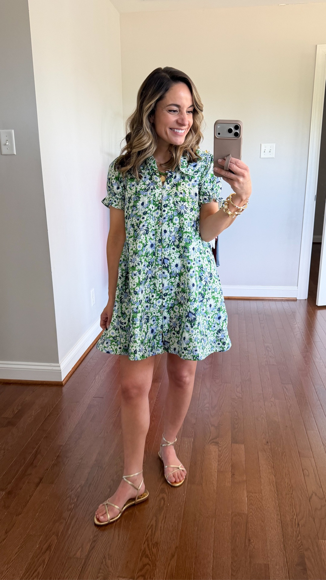 Found a petite-friendly dress at Anthropologie! Wearing standard sizing here and love the length. Fully lined and a great fit at the arms and shoulders. 

20% off 100+ at Anthro with code ANTHRO20

Dress: xxs 
Sandals: true to size