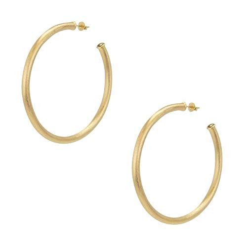 Sheila Fajl Everybody's Favorite Large 2.5 Inch Tubular Lightweight Hoop Earrings in Brush Champagne. 18k Gold and 18k Rose Gold Metal Plated | Amazon (US)