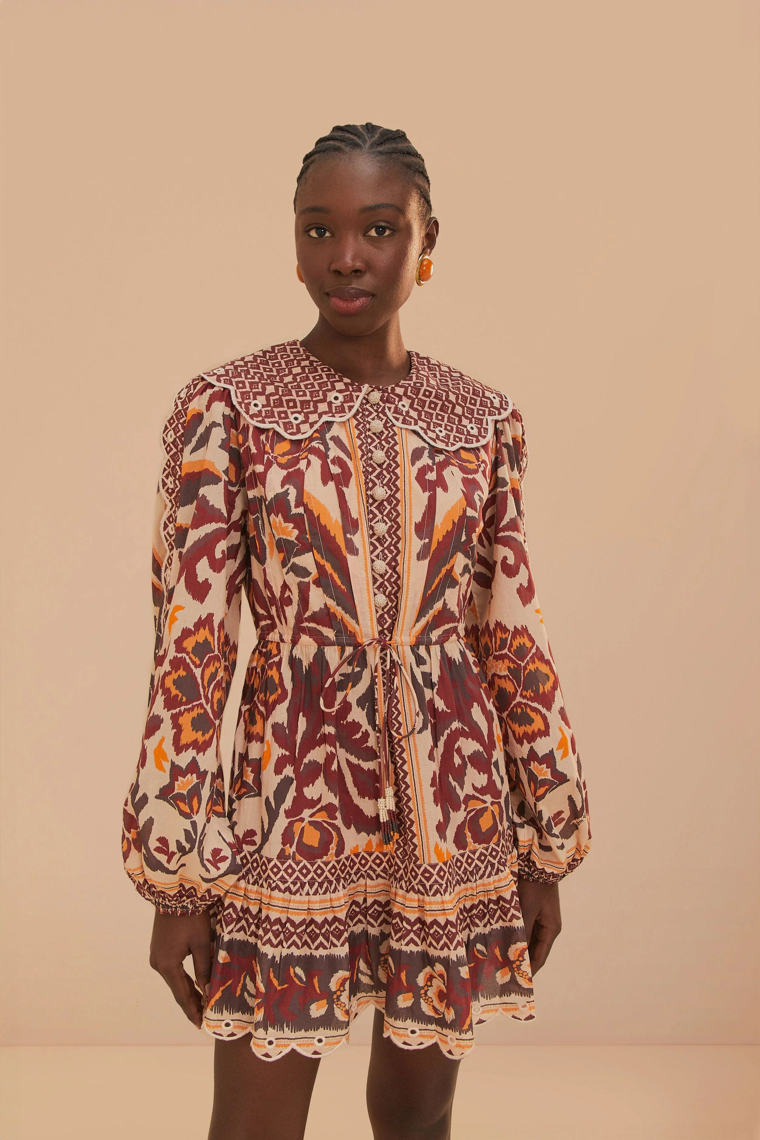 Cream Toucans Scarf Mini Dress | FarmRio (US)