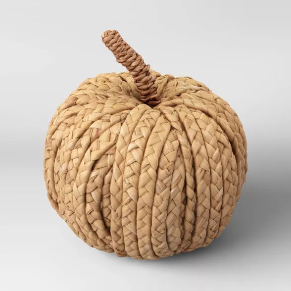 6.5" x 6" Woven Cattail Leaf Pumpkin Figurine Brown - Threshold™ | Target