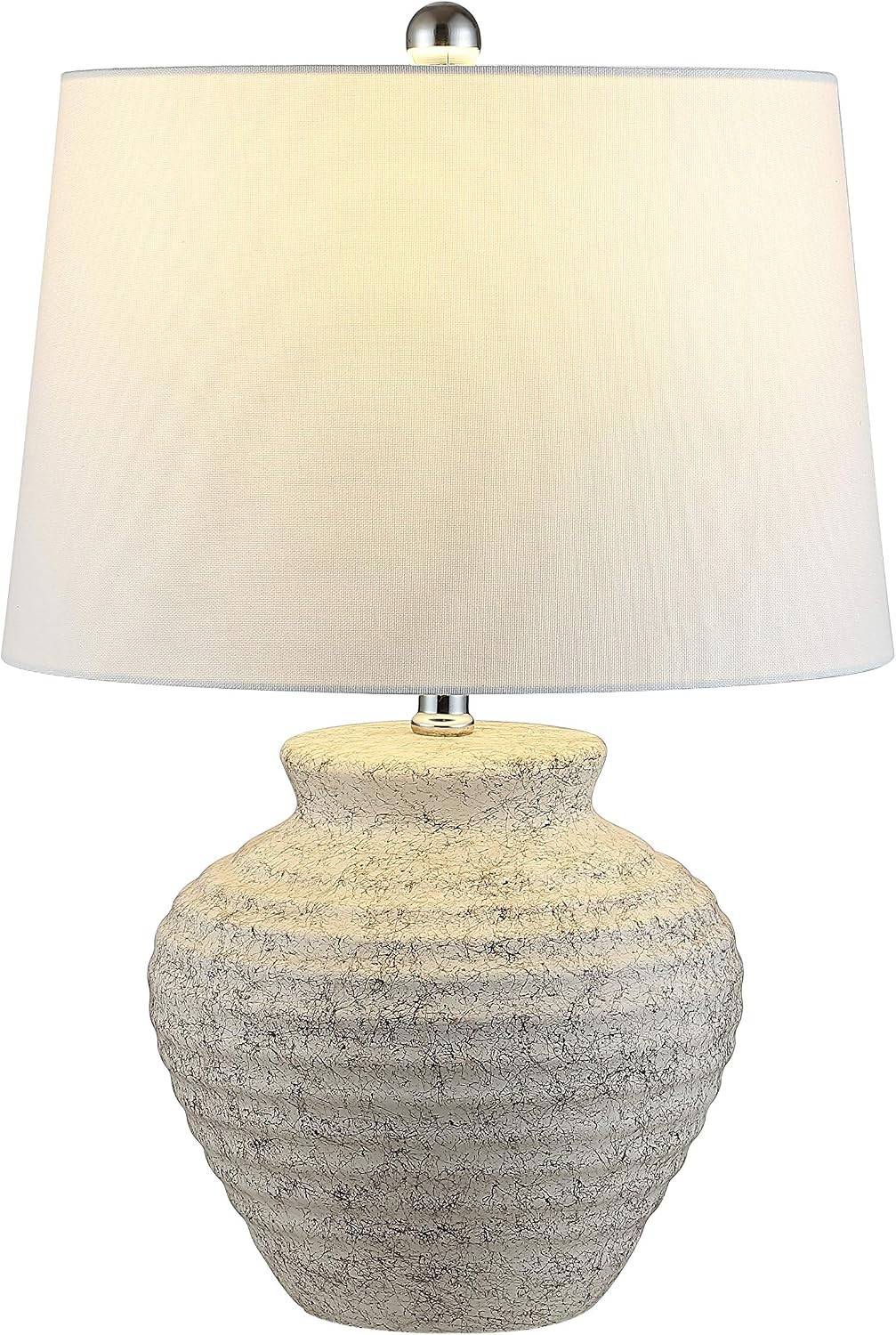 SAFAVIEH Lighting Collection Ledger Rustic Farmhouse Light Grey Ceramic 23-inch Bedroom Living Room Home Office Desk Nightstand Table Lamp (LED Bulb Included) | Amazon (US)