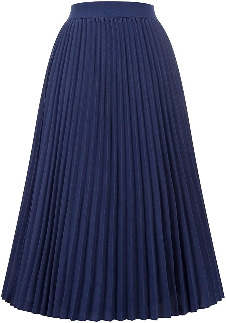 Kate Kasin Women's High Waist Pleated A-Line Swing Skirt KK659 | Amazon (US)