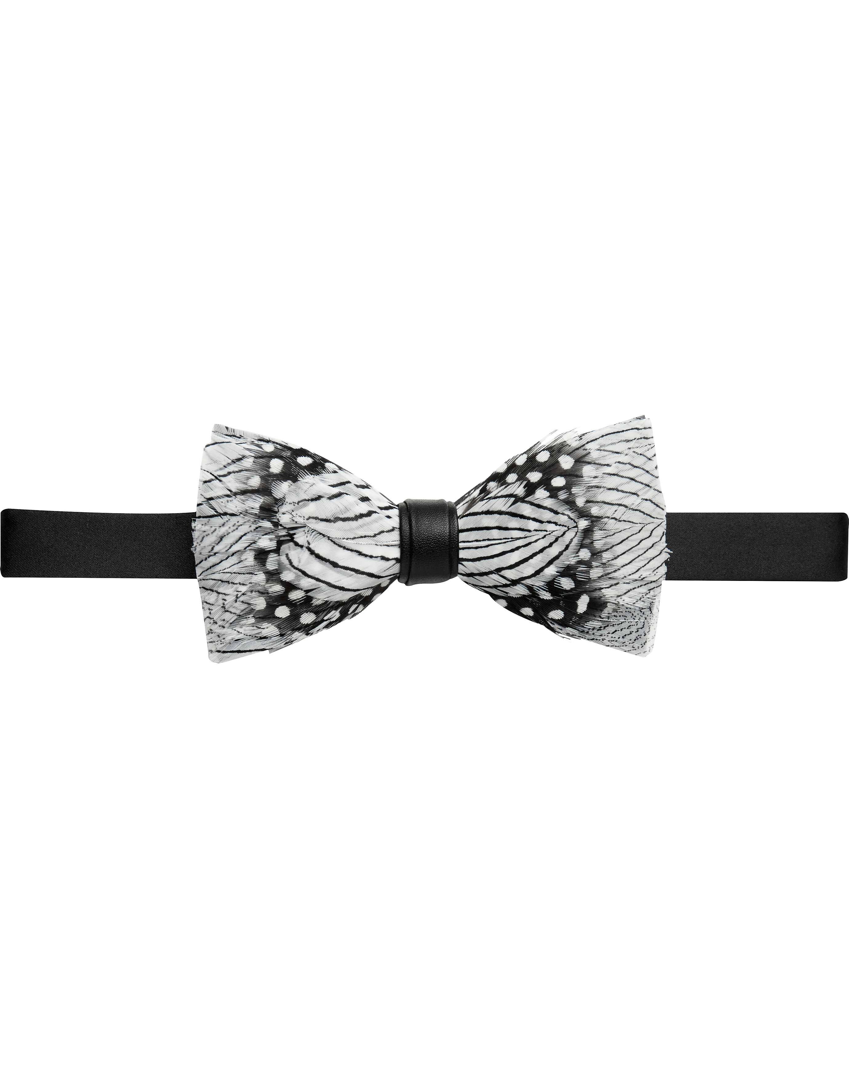 Pronto Uomo Pre-Tied Bow Tie, Black & White Feathered | The Men's Wearhouse