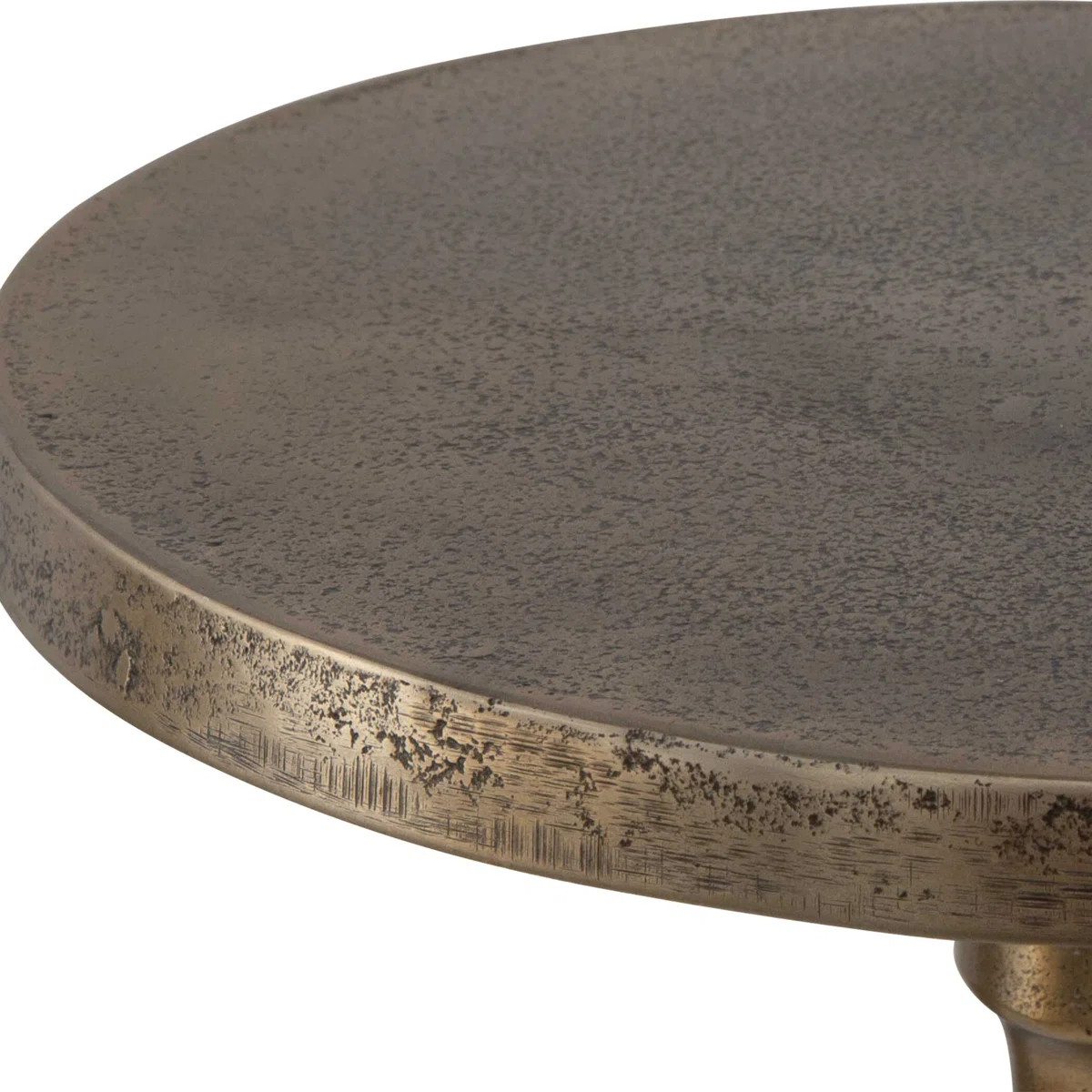 Vela Round Antique Brass Aluminum Pedestal End Table | Wayfair North America