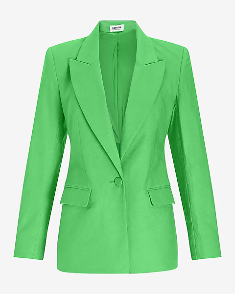 Limited Edition Linen-Blend Peak Lapel One Button Blazer | Express