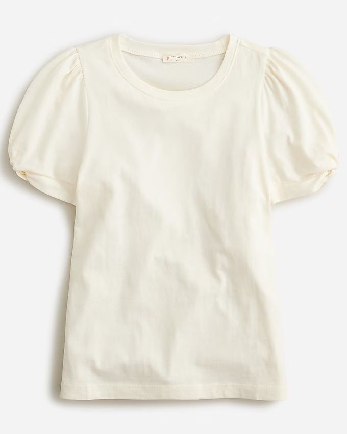 Girls' puff-sleeve T-shirt in broken-in jersey | J.Crew US