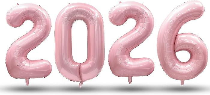 Pastel Pink 2026 Foil Balloon Numbers, Light Baby Pink Large 2026 New Years Eve Party Decorations... | Amazon (US)