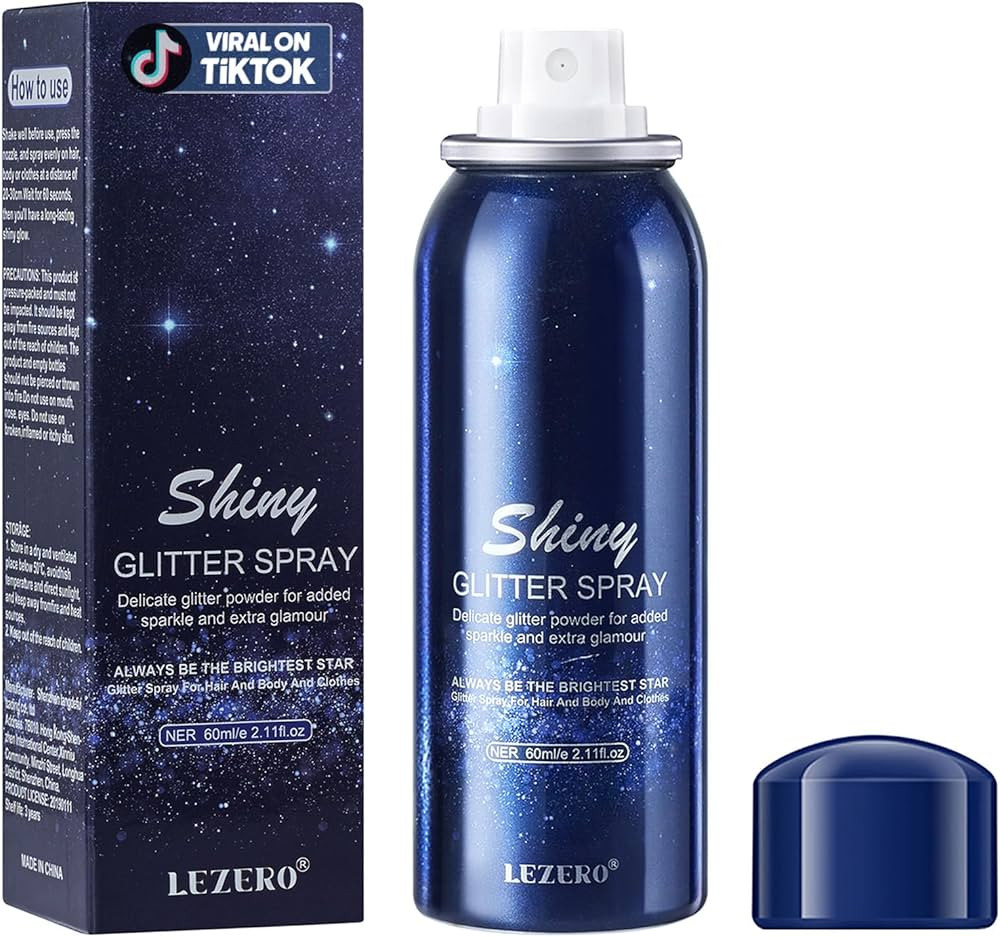 Lezero Body Glitter Spray, Temporary Shiny Hairspray for Face, Hair, Clothing, Long Lasting Quick... | Amazon (US)