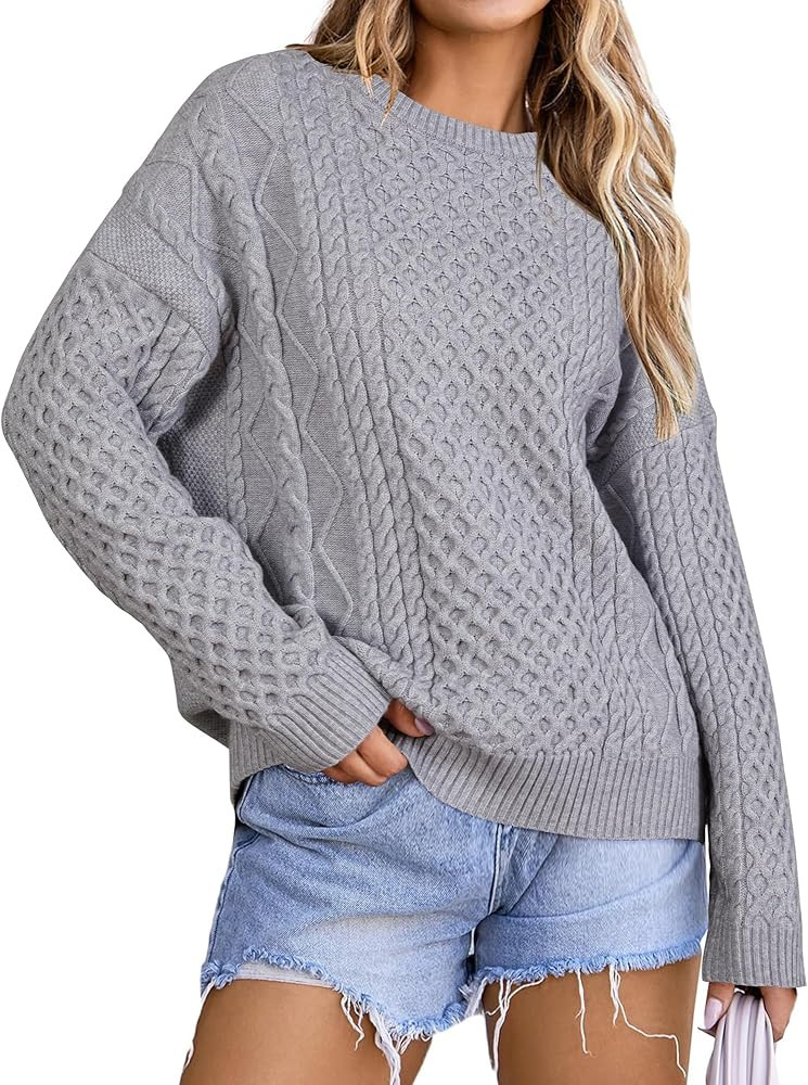 Arach&Cloz Women's Wool Blend Cable Knit Fall Winter Chunky Oversized Sweaters 2025 | Amazon (US)