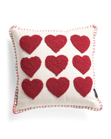 18x18 Red Heart Embroidered Pillow | TJ Maxx