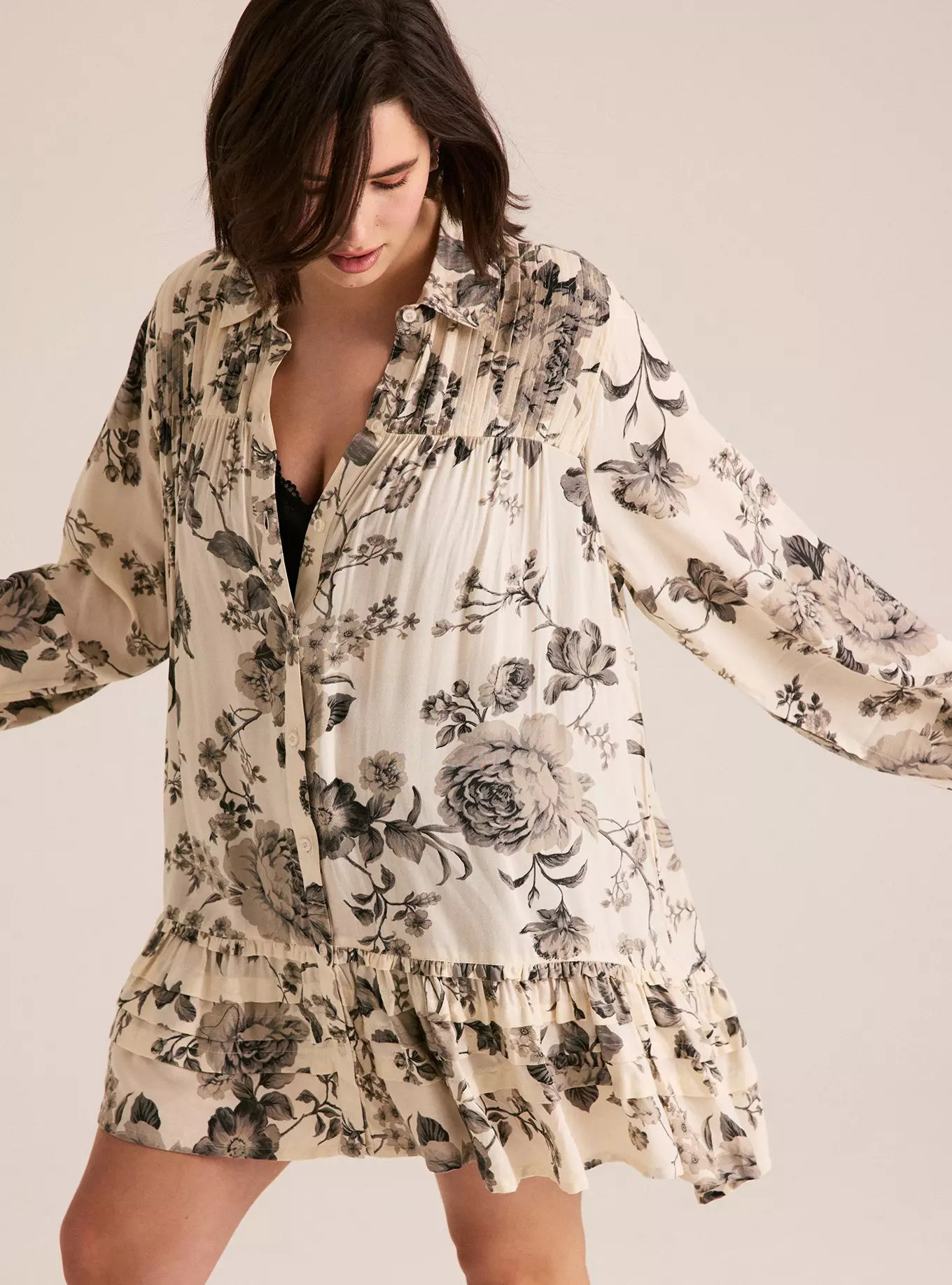 Festi Pintuck Button-Front Tunic | Torrid (US & Canada)