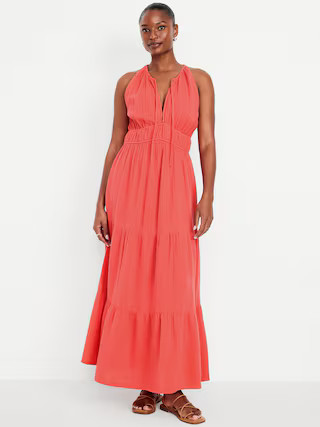 Fit & Flare Crinkle Gauze Maxi Dress | Old Navy (US)