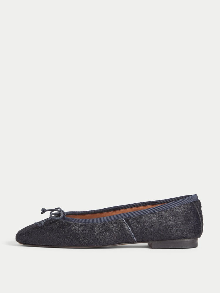 Chiswick Calf Hair Ballerina | Navy | Jigsaw (UK)