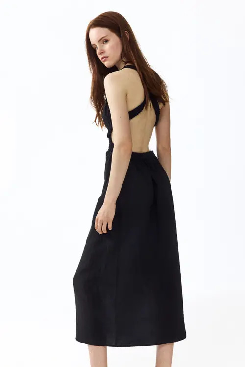 H&M Open-back Maxi Dress in Black at Nordstrom, Size X-Large | Nordstrom