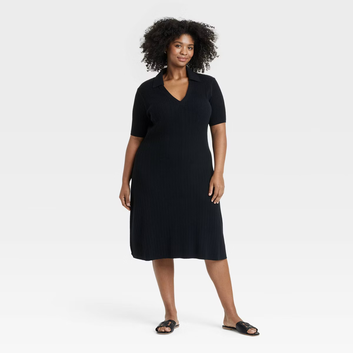 Women's Short Sleeve Ribbed Midi Sweater Dress - Ava & Viv™ | Target