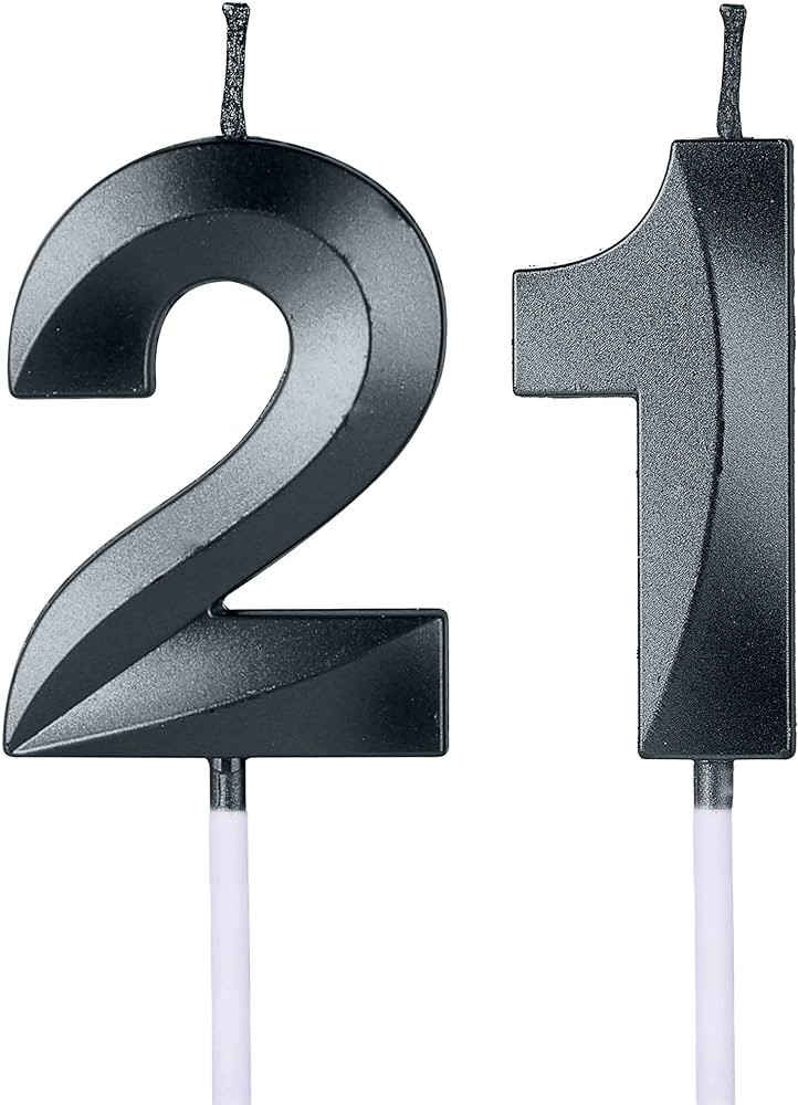 Black 21st & 12th Birthday Candles for Cakes, Number 21 12 1 2 Glitter Candle Cake Topper for Par... | Amazon (US)