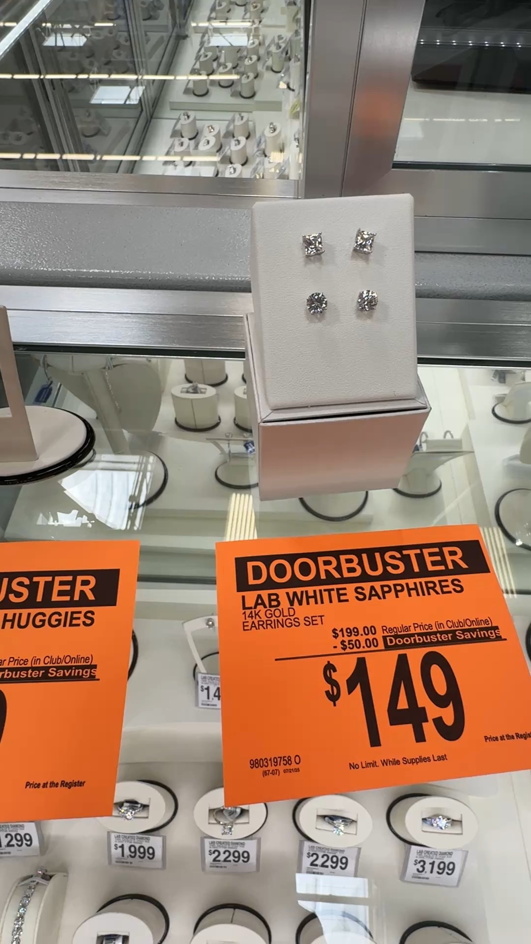 Beautiful Jewelry Earring Finds spotted as part of the Sam’s Club Doorbuster Deals! They’re the perfect gift idea! The lab created white sapphire earrings (2 pack) are set in 14k gold , and they are beautiful! You’ll definitely want to snag these before the sale ends tomorrow! 
