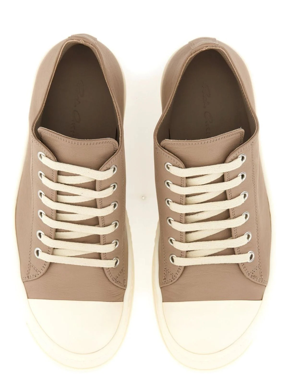 Rick Owens Women's Low Top Lace Up Sneakers in Beige | Size 37 | RP01E7891 | LOZURI