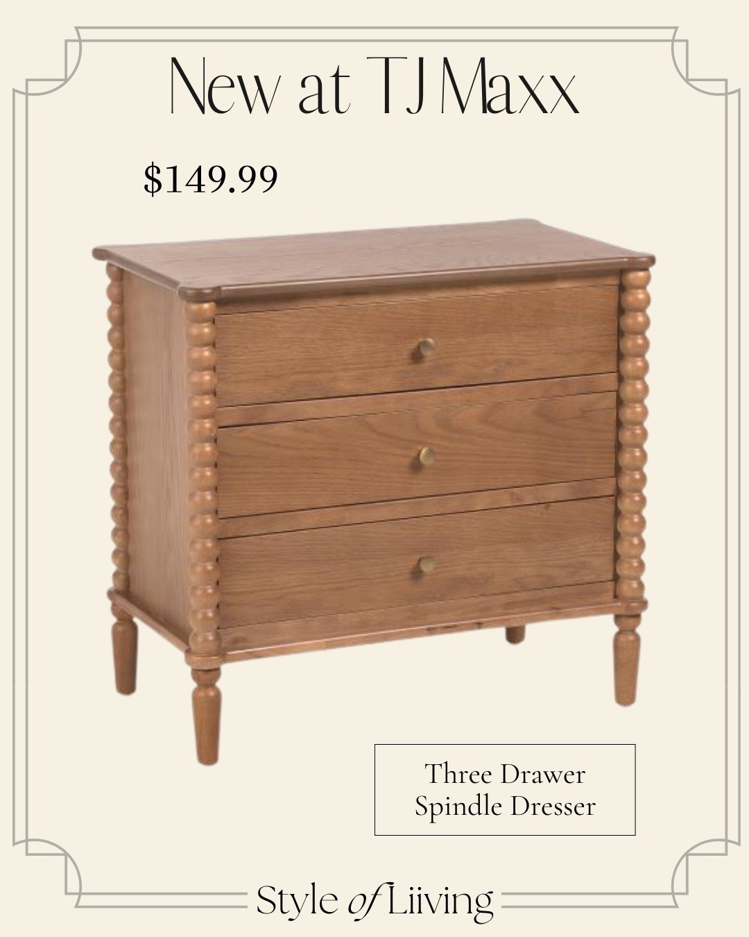 TJ Maxx furniture! Three drawer spindle dresser for $149.99!

#LTKHome #LTKSaleAlert #LTKSeasonal