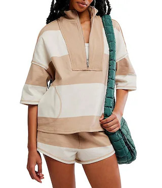 FP Movement Retro Rugby Stripe Pattern Quarter Zip Short Sleeve Short Set | Dillard's | Dillard's