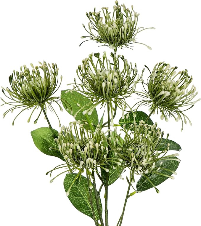 Hollyone 33" Green Artificial Mums Flowers Chrysanthemum Flowers 2Pcs Spider Mum Flower Arrangeme... | Amazon (US)