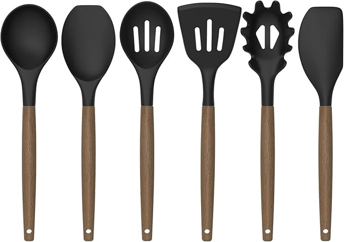 Silicone Kitchen Utensils Set, Deedro 7 Pieces Cooking Utensils Set Silicone Spatula Set with Nat... | Amazon (US)