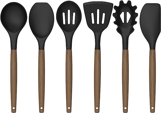 Silicone Kitchen Utensils Set, Deedro 7 Pieces Cooking Utensils Set Silicone Spatula Set with Nat... | Amazon (US)