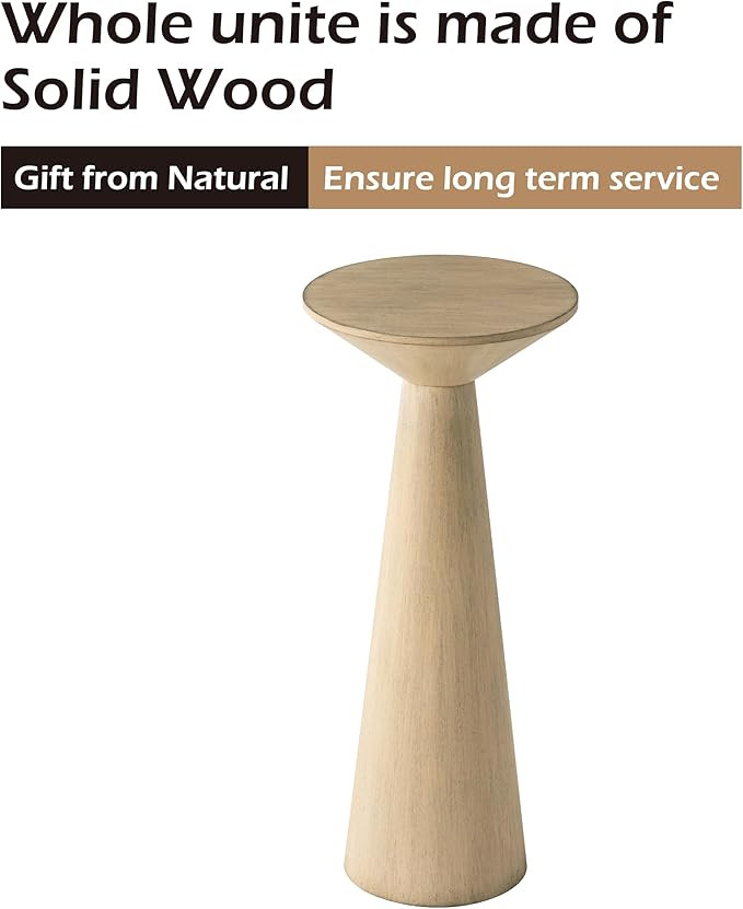 Farmhouse Tall Pedestal End Table Small Solid Wood Martini Table Plant Stand Modern Round Drink T... | Amazon (US)