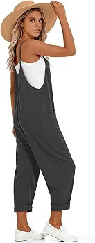 Muchpow Jumpsuits for Women Causal Summer Outfits Adjustable Strap Rompers V Neck Sleeveless Hare... | Amazon (US)