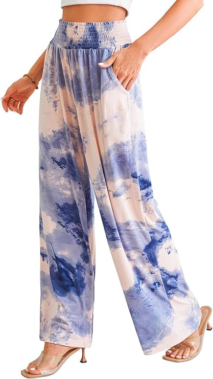 QIANXIZHAN Women's Boho Pants, Wide Leg High Waist Harem Pants Hippie Yoga Clothes with Pockets | Amazon (US)