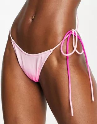 Candypants string tie up bikini bottom in pink ombre | ASOS (Global)
