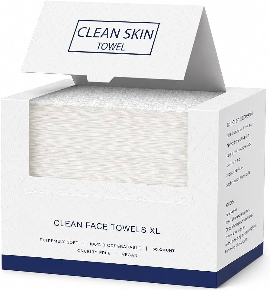 XL Disposable Face Towels Soft Lint-Free Face Wipes for Sensitive & Acne-Prone Skin, Makeup Remov... | Amazon (US)