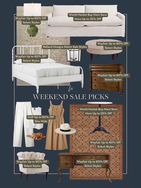 Weekend sale picks! A combination of traditional, cottage inspired and French finds! Gap is going up to 60% off site wide right now with some pieces being an extra 30% off, Wayfair has tons of styles up to 60% off, World Market is doing a huge buy more save more sale of up to 25% off, and so much more! 

#LTKSaleAlert #LTKHome #LTKStyleTip
