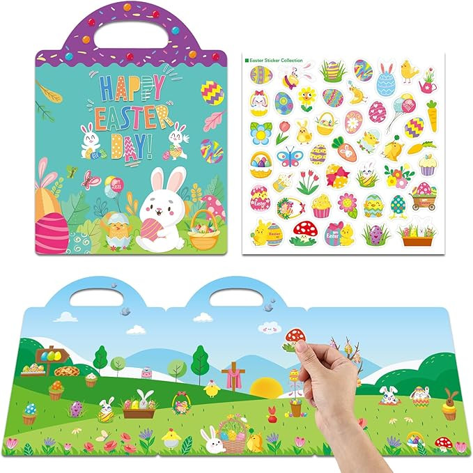 Reusable Easter Sticker Book for Kids 2-4,46Pcs Funny Easter Stickers for Toddler Kids Toy Age 1-... | Amazon (US)