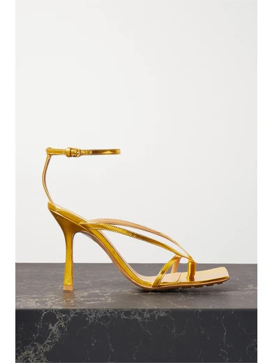 Bottega Veneta - Metallic Leather Sandals - Gold | NET-A-PORTER (US)