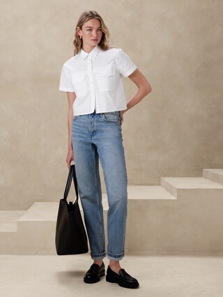 Cropped Double Pocket Shirt | Banana Republic Factory