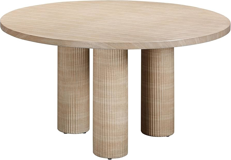 Patti Textured Faux Travertine Indoor/Outdoor Round Dining Table | Amazon (US)