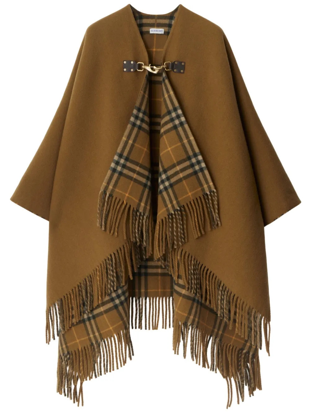Burberry check wool cape - Brown | Farfetch Global
