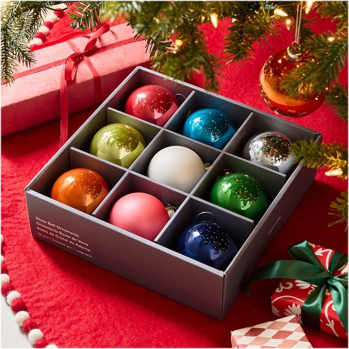 Modern Glass Ball Ornament Box (Set of 9) | West Elm (US)