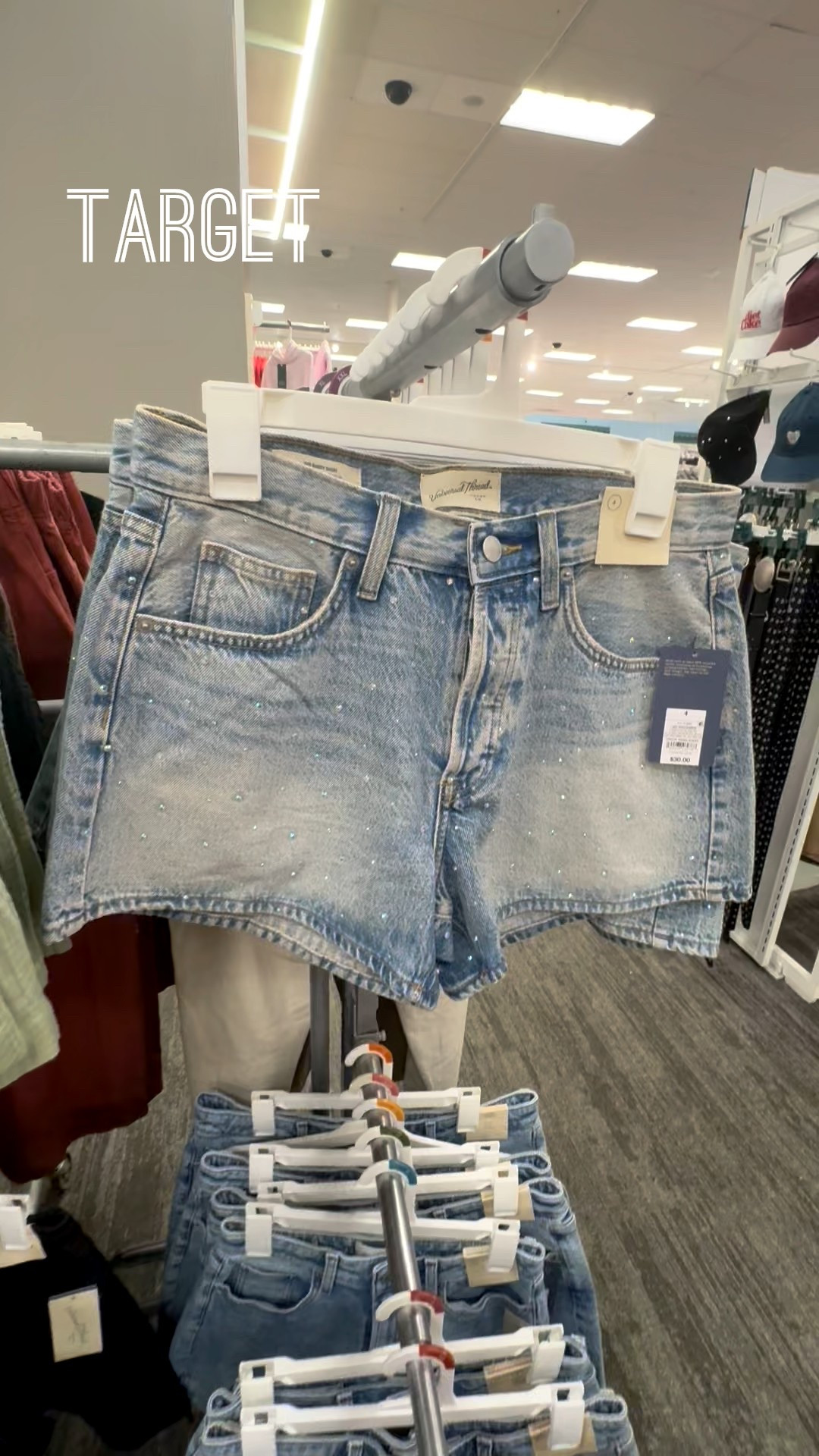 Universal Thread Women's Mid-Rise 90's Baggy Rhinestone Denim Shorts in Light Wash

#LTKFindsUnder50