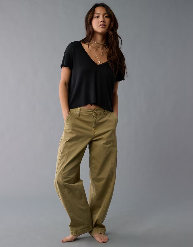 AE Soft & Sexy V-Neck Cropped Waffle T-Shirt | American Eagle Outfitters (US & CA)